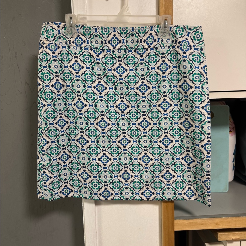 Ann Taylor White,Green & Blue Pencil Skirt